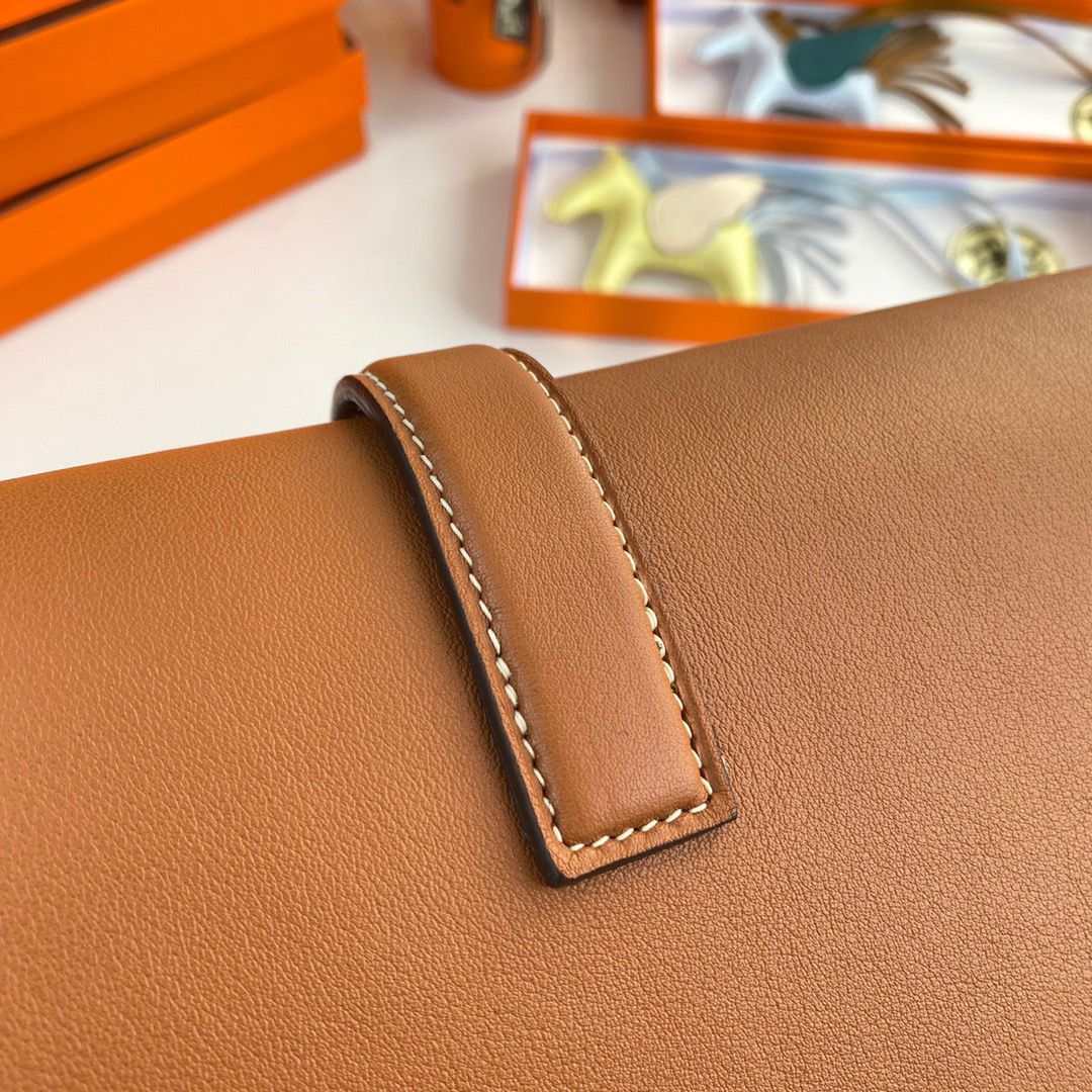 Hermes Jige Elan 29 Clutch Bag In Gold Swift Calfskin - Image 4