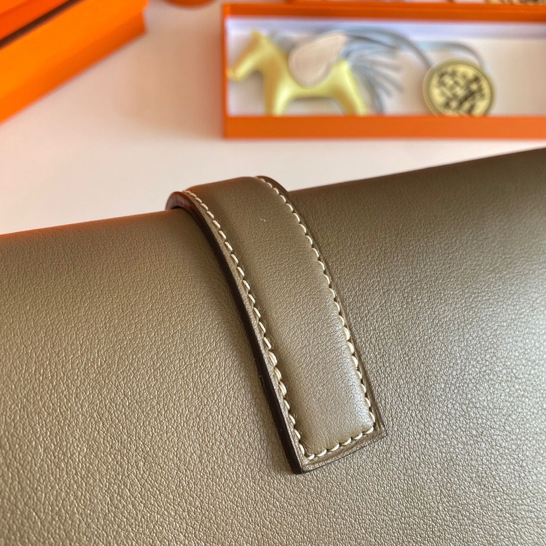 Hermes Jige Elan 29 Clutch Bag In Taupe Swift Calfskin - Image 5