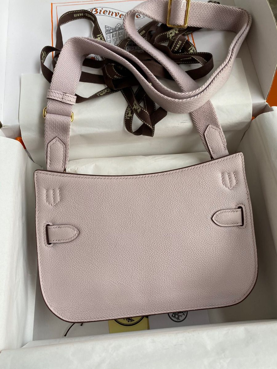 Hermes Jypsiere Mini Handmade Bag In Mauve Pale Evercolor Calfskin - Image 3