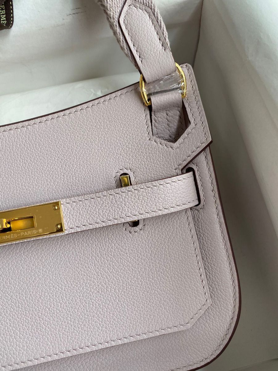 Hermes Jypsiere Mini Handmade Bag In Mauve Pale Evercolor Calfskin - Image 4