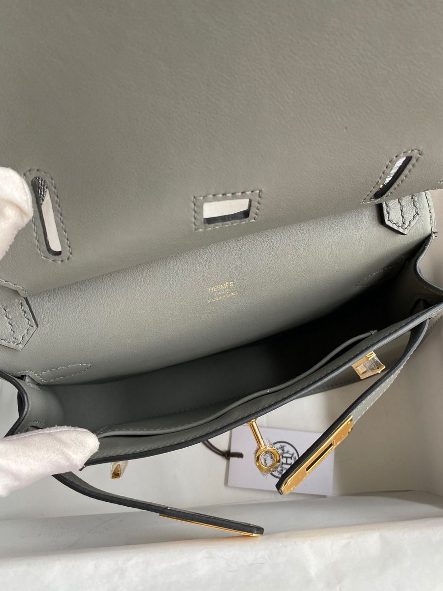 Hermes Jypsiere Mini Handmade Bag In Gris Meyer Swift Calfskin - Image 9