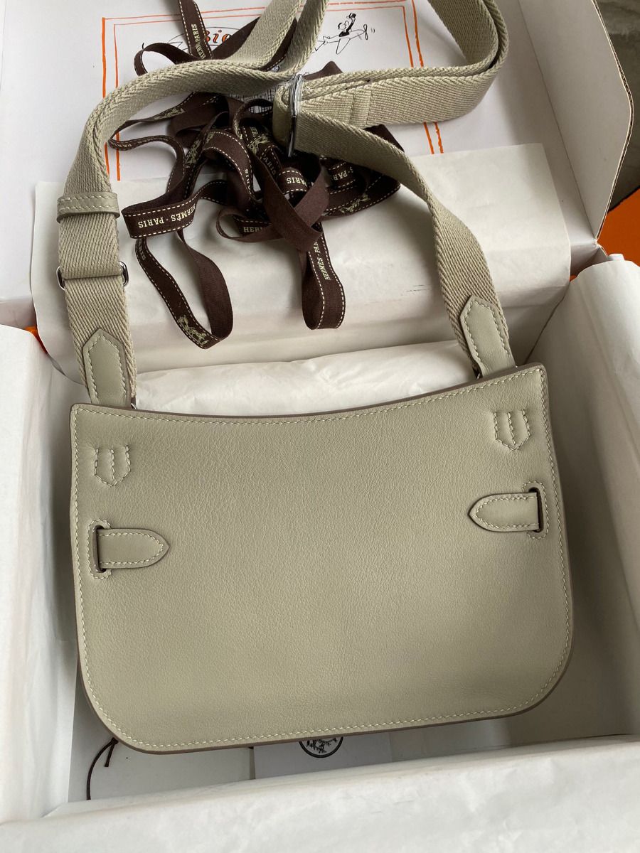 Hermes Jypsiere Mini Handmade Bag In Grey Swift Calfskin - Image 3