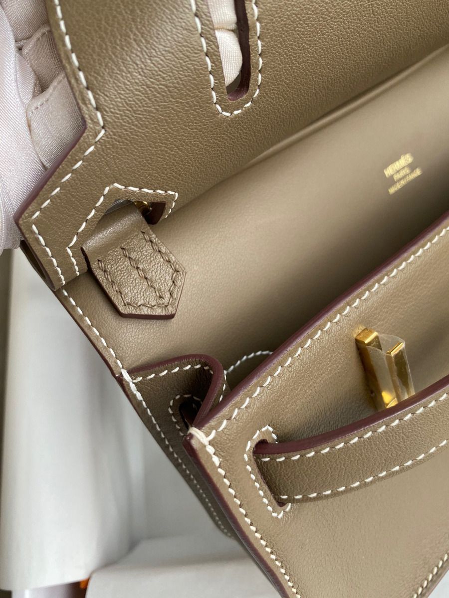 Hermes Jypsiere Mini Handmade Bag In Taupe Swift Calfskin - Image 10