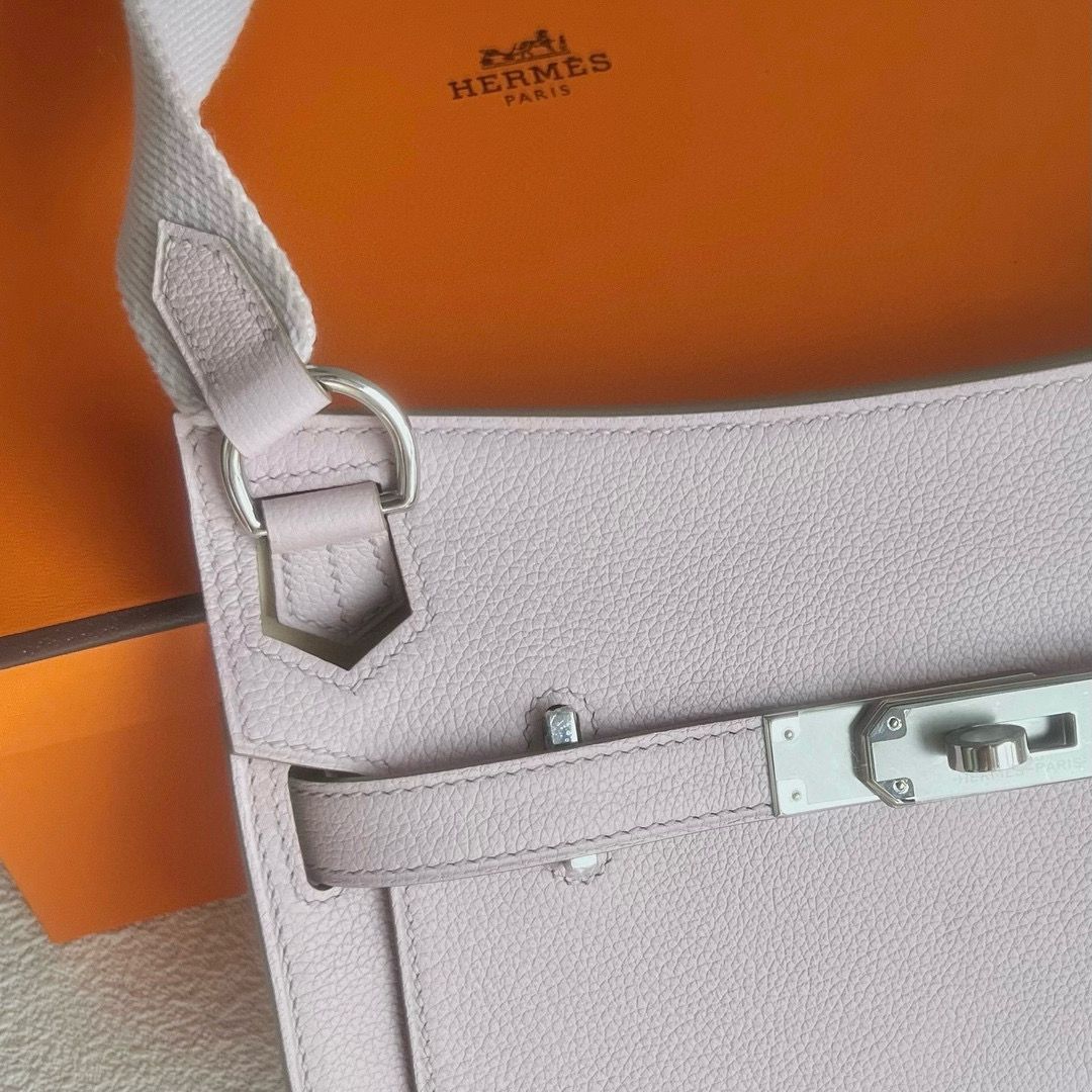 Hermes Jypsiere Mini Verso Handmade Bag in Mauve Pale Evercolor Calfskin - Image 4