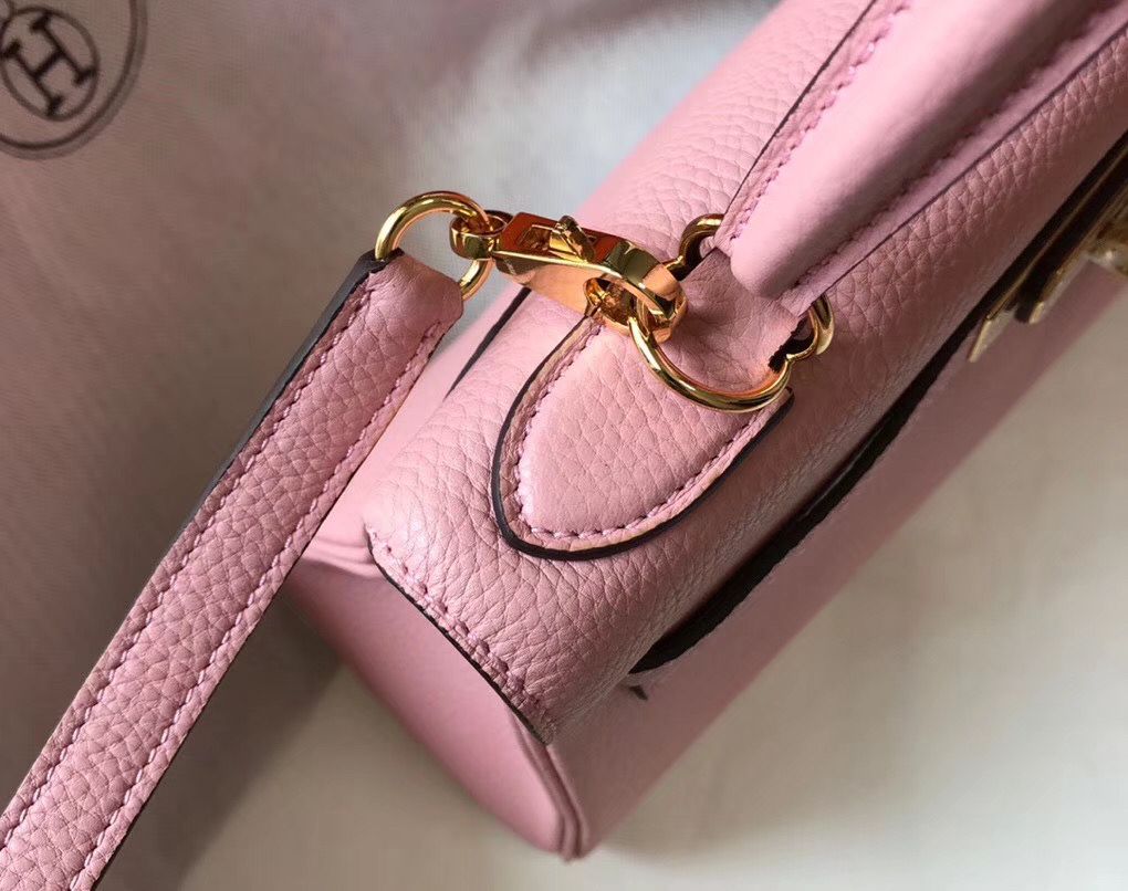 Hermes Kelly 25cm Retourne Bag In Pink Clemence Leather - Image 5