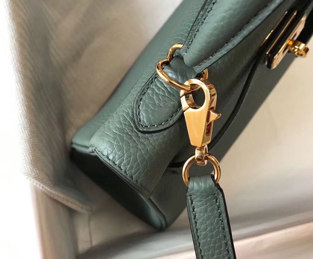 Hermes Kelly 25cm Retourne Bag In Vert Amande Clemence Leather - Image 7