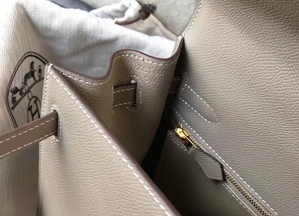 Hermes Kelly 25cm Sellier Bag In Gris Asphalt Epsom Leather - Image 8