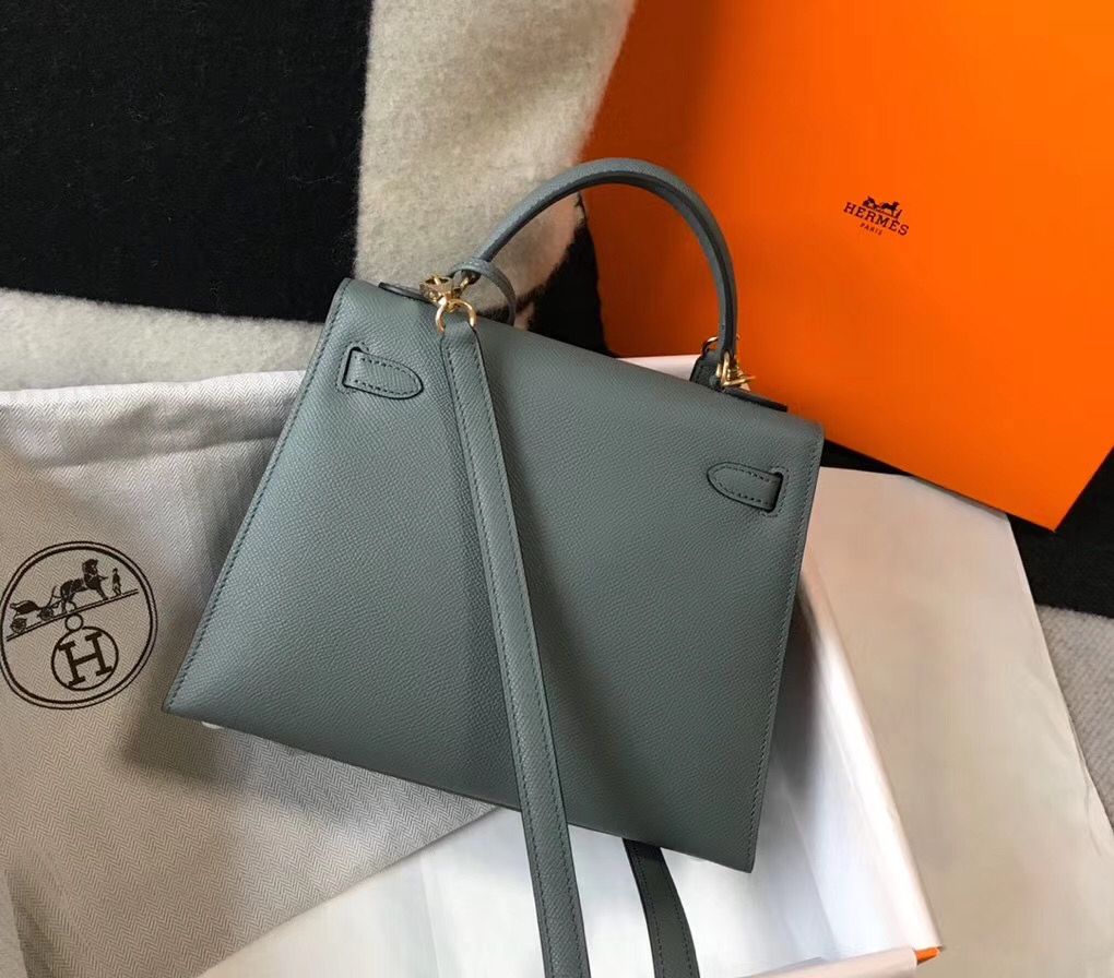 Hermes Kelly 25cm Sellier Bag In Vert Amande Epsom Leather - Image 3