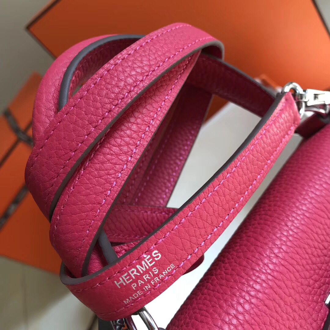 Hermes Kelly 28cm Bag In Rose Red Clemence Leather PHW - Image 7
