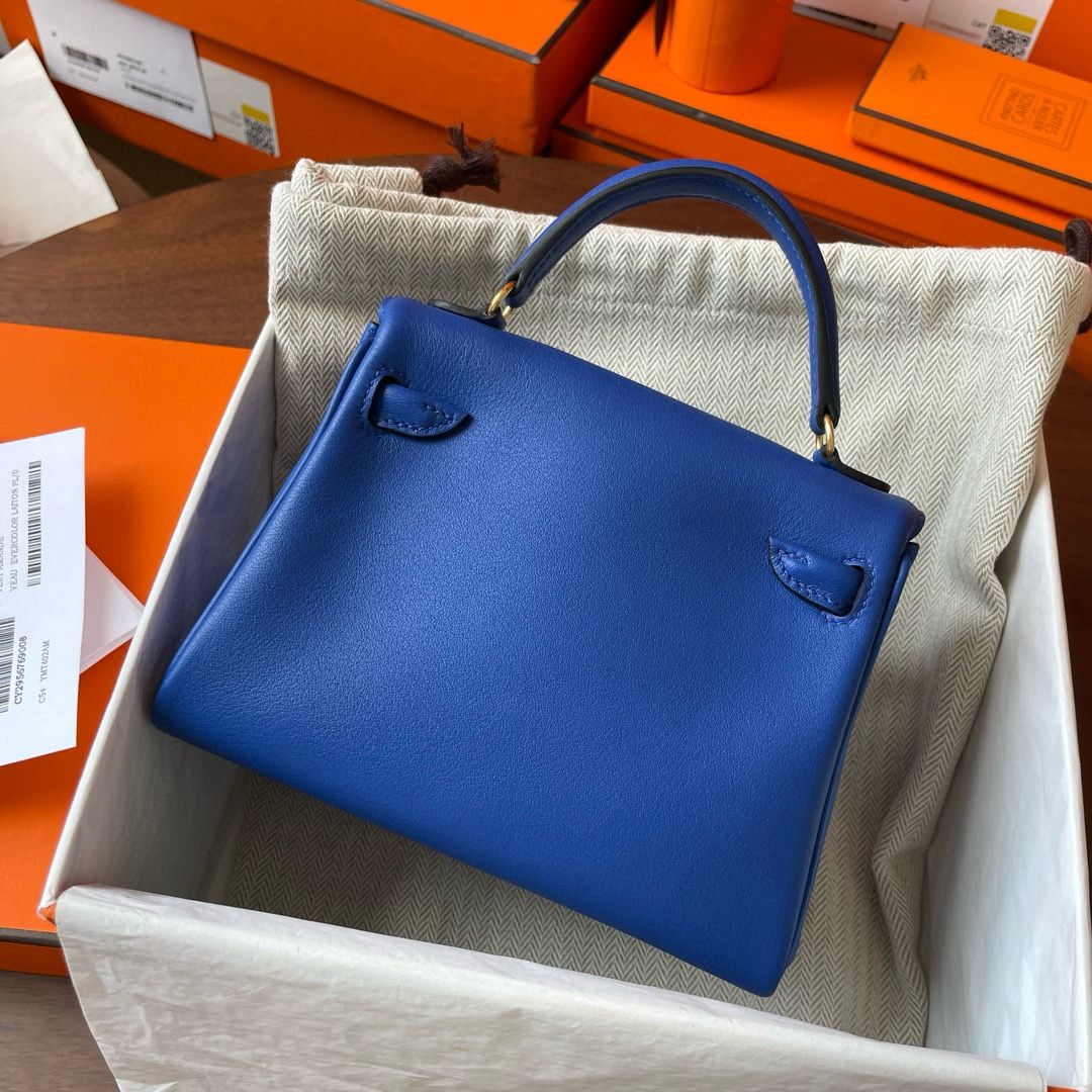 Hermes Kelly Doll Quelle Idole Bag in Blue Swift Calfskin - Image 7