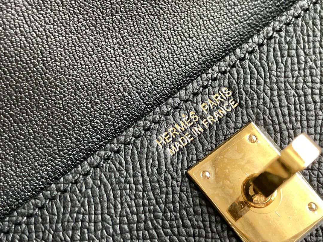 Hermes Kelly En Desordre 20 Handmade Bag In Black Epsom Calfskin - Image 8