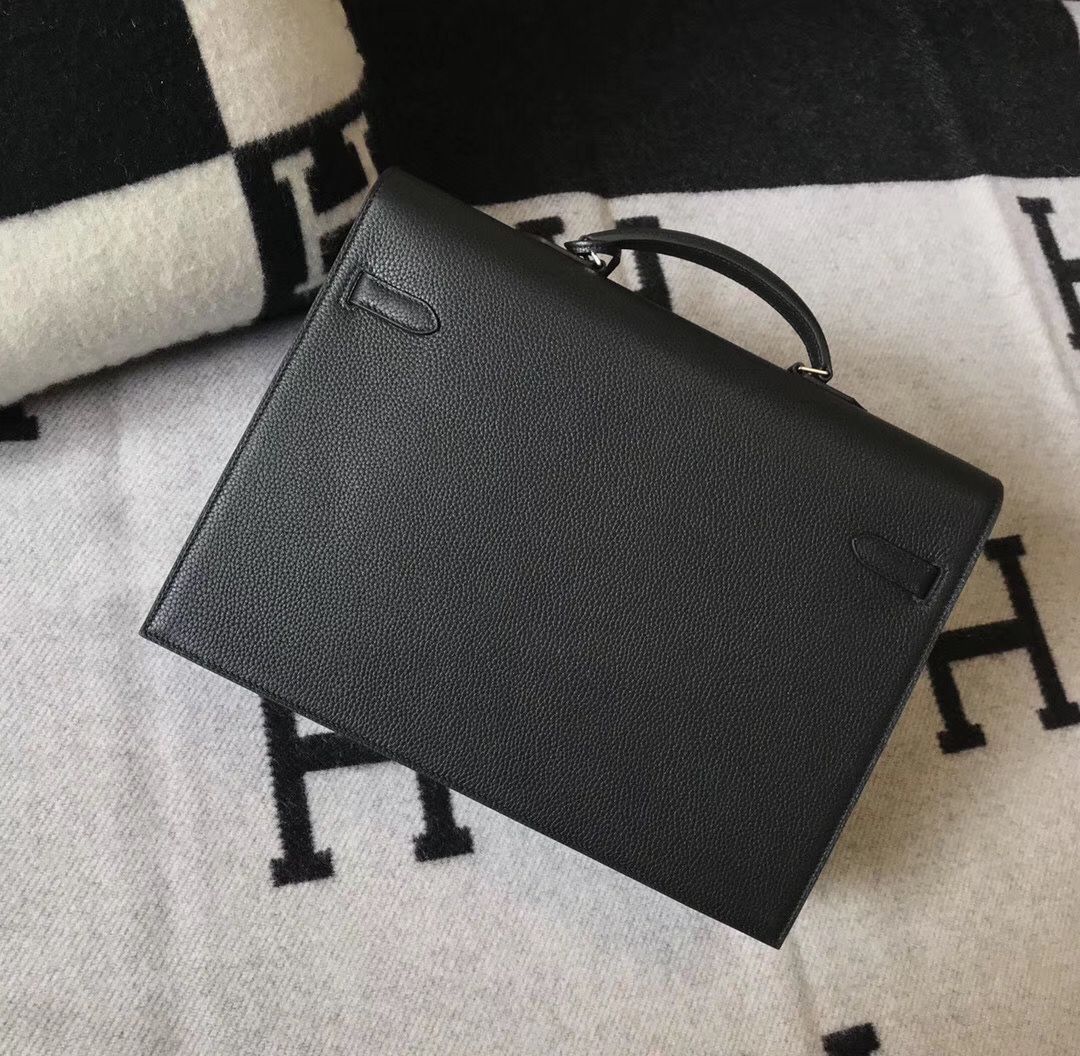 Hermes Kelly Depeche 38 Briefcase In Black Calfskin - Image 3