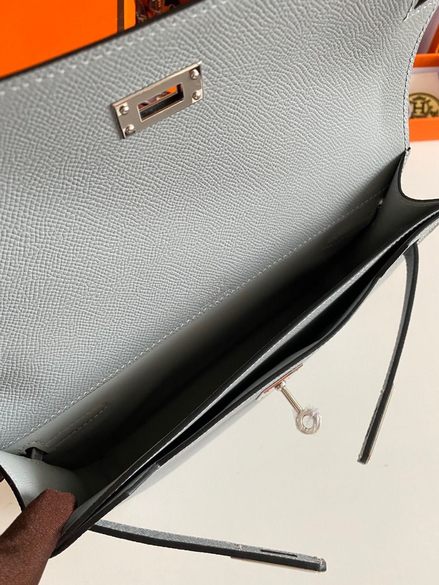 Hermes Kelly Depeches 25 Pouch in Blue Lin Epsom Calfskin - Image 7