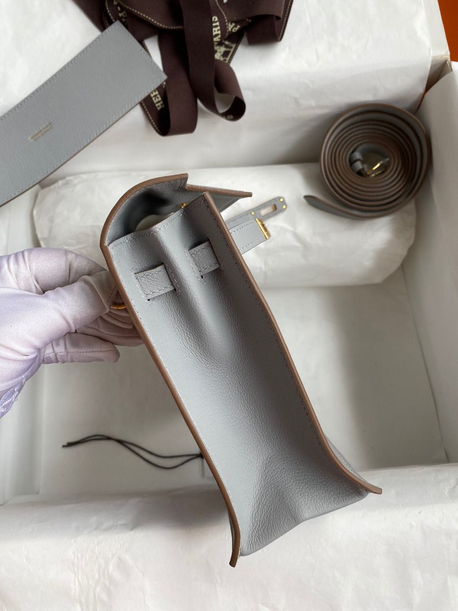 Hermes Kelly Danse II Bag In Blue Glacier Evercolor Calfskin - Image 7