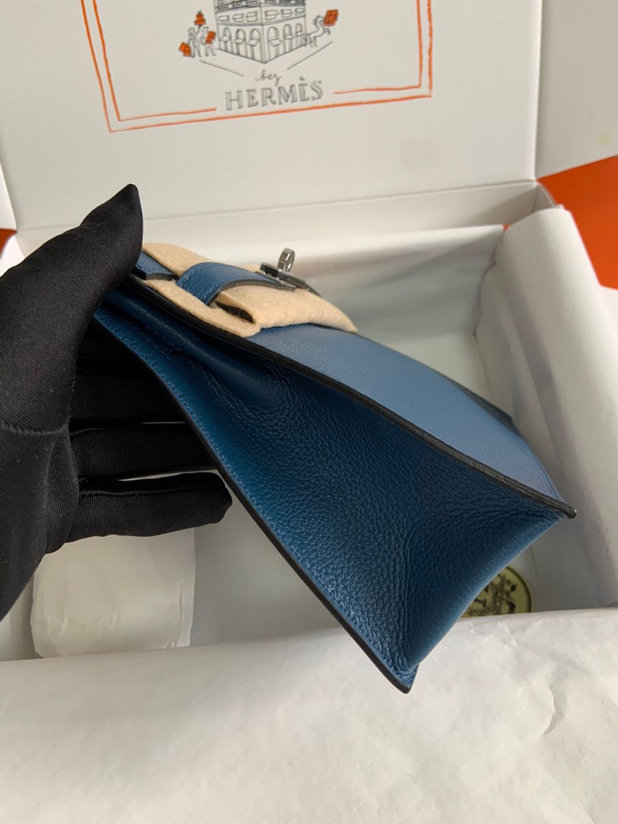 Hermes Kelly Danse II Bag In Deep Blue Evercolor Calfskin - Image 4