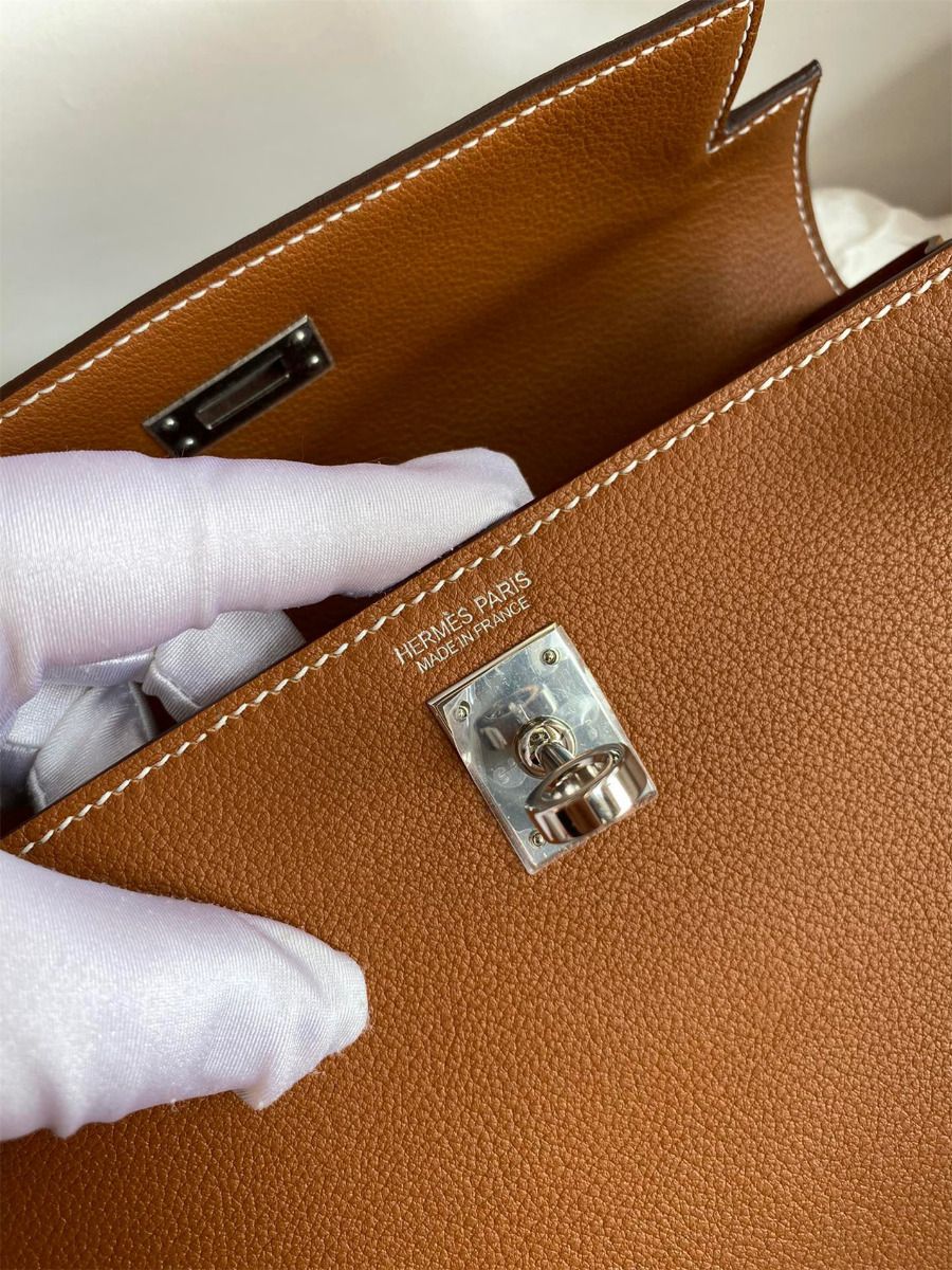 Hermes Kelly Danse II Bag In Gold Evercolor Calfskin - Image 8