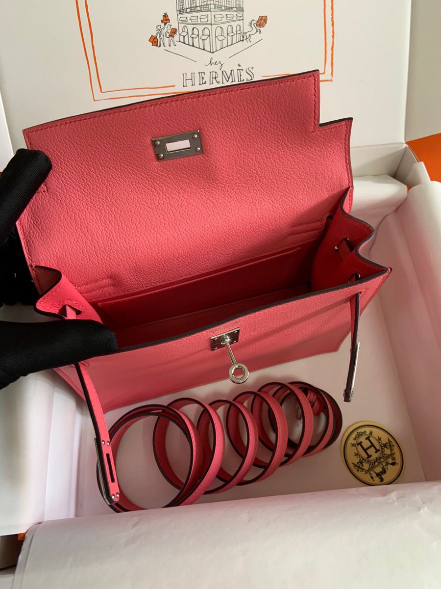 Hermes Kelly Danse II Bag In Rose Lipstick Evercolor Calfskin - Image 8