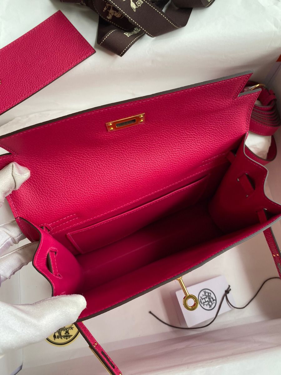 Hermes Kelly Danse II Bag In Rose Mexico Evercolor Calfskin - Image 9