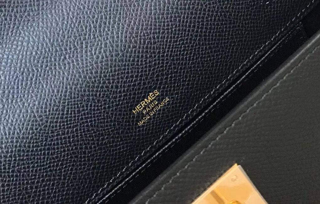 Hermes Kelly Pochette Bag In Black Epsom Leather - Image 6