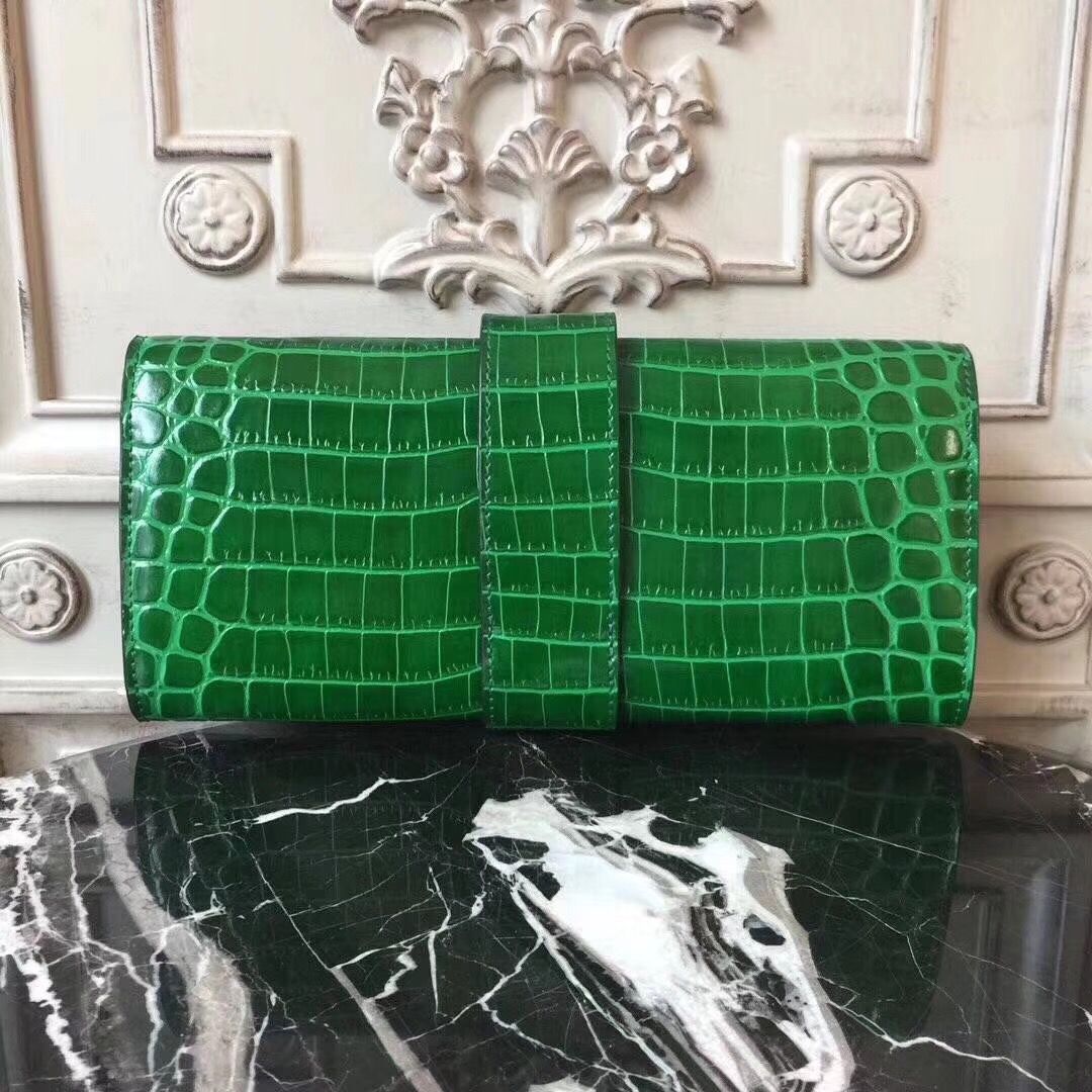 Hermes Medor Clutch Bag In Bamboo Crocodile Leather - Image 3
