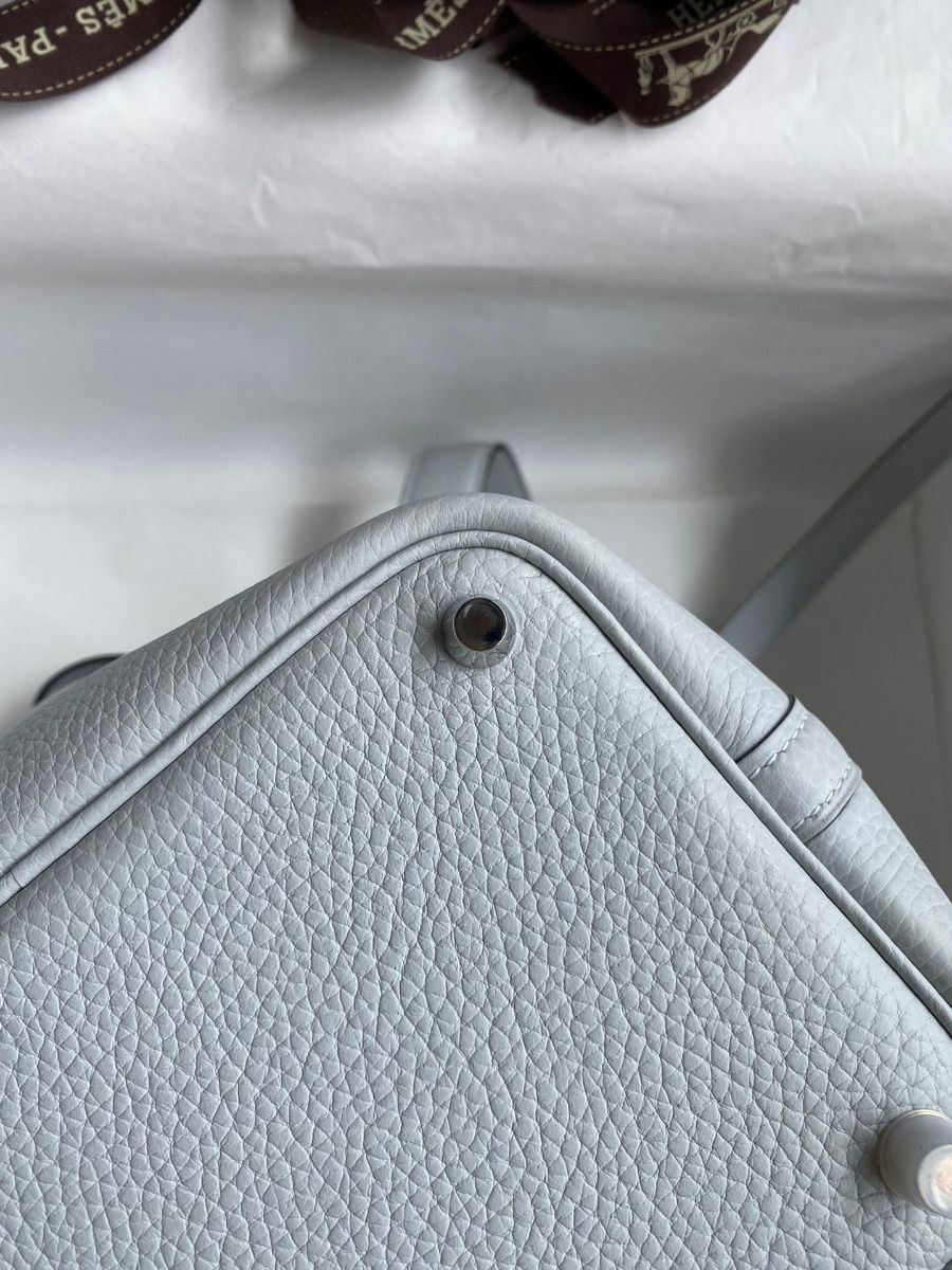 Hermes Picotin Lock 18 Handmade Bag in Blue Brume Clemence Leather - Image 10