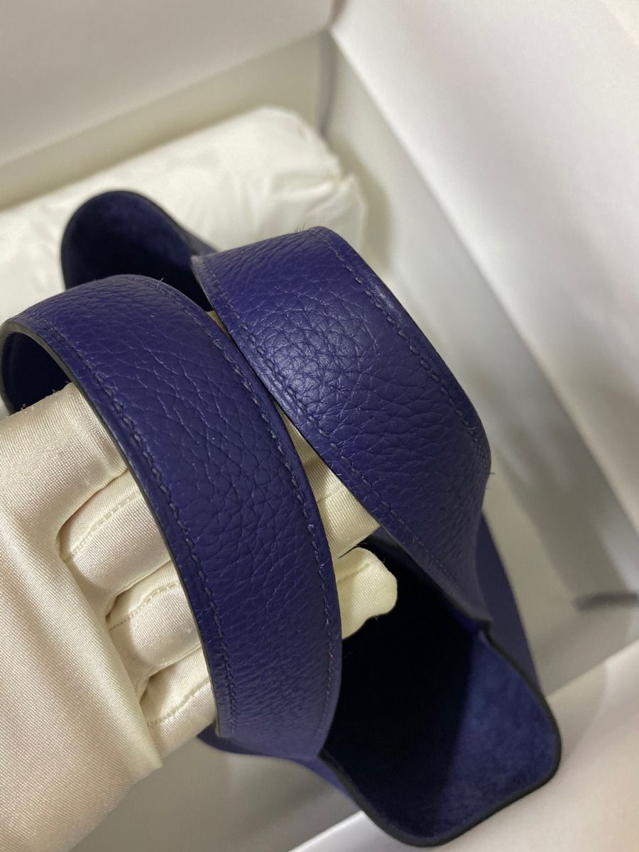 Hermes Picotin Lock 18 Handmade Bag in Blue Encre Clemence Leather - Image 5