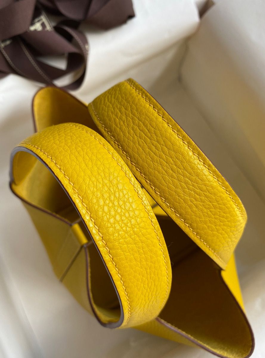 Hermes Picotin Lock 18 Handmade Bag in Jaune Ambre Clemence Leather - Image 6
