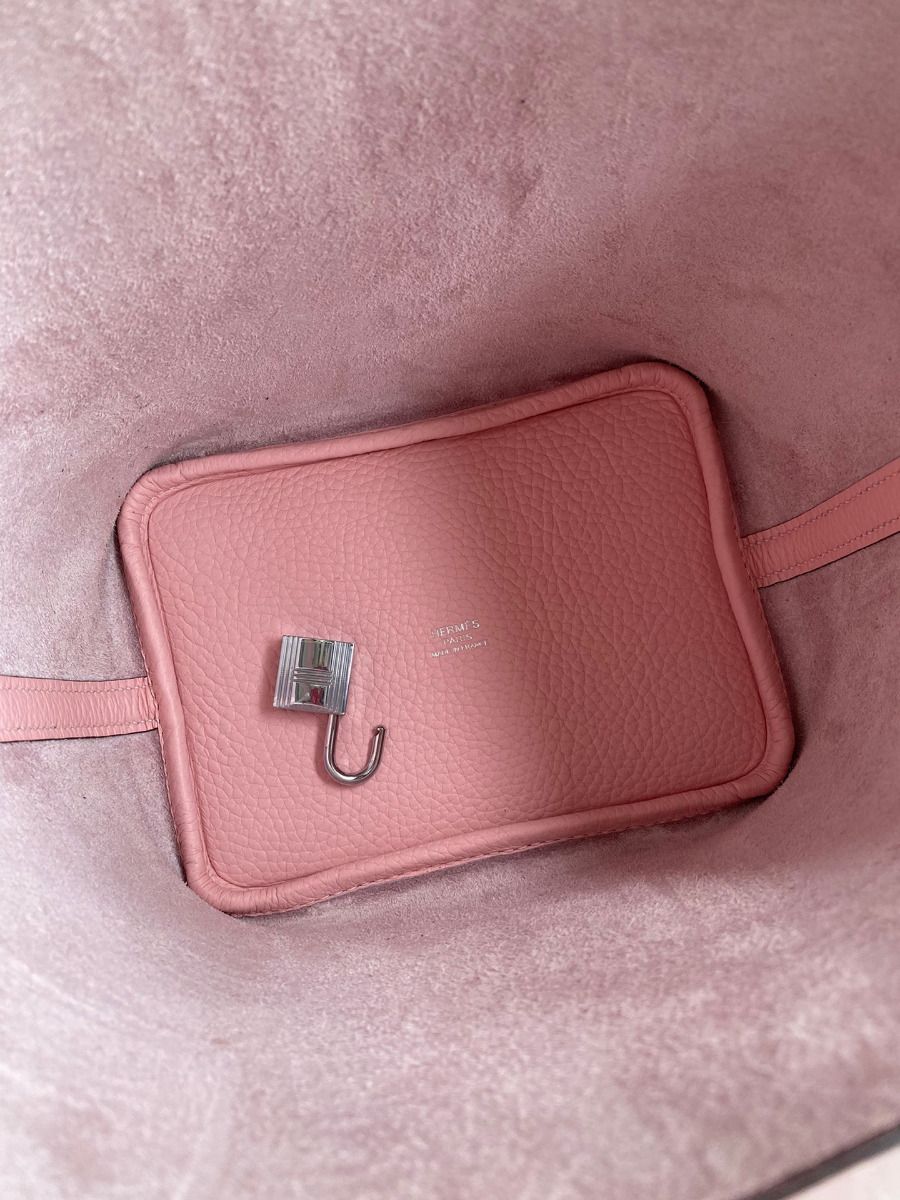 Hermes Picotin Lock 18 Handmade Bag in Rose Sakura Clemence Leather - Image 7