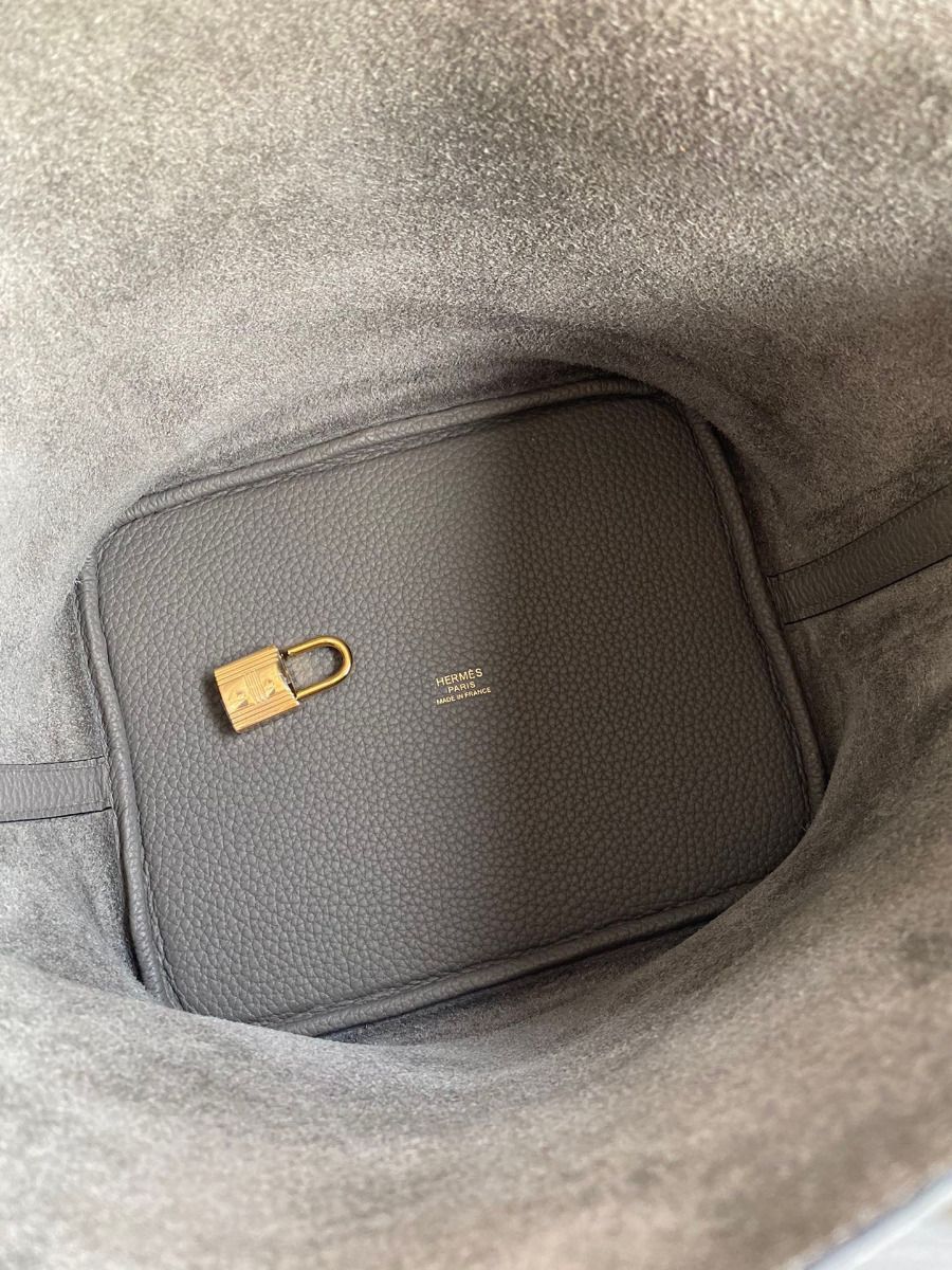 Hermes Picotin Lock 22 Handmade Bag in Etain Clemence Leather - Image 7
