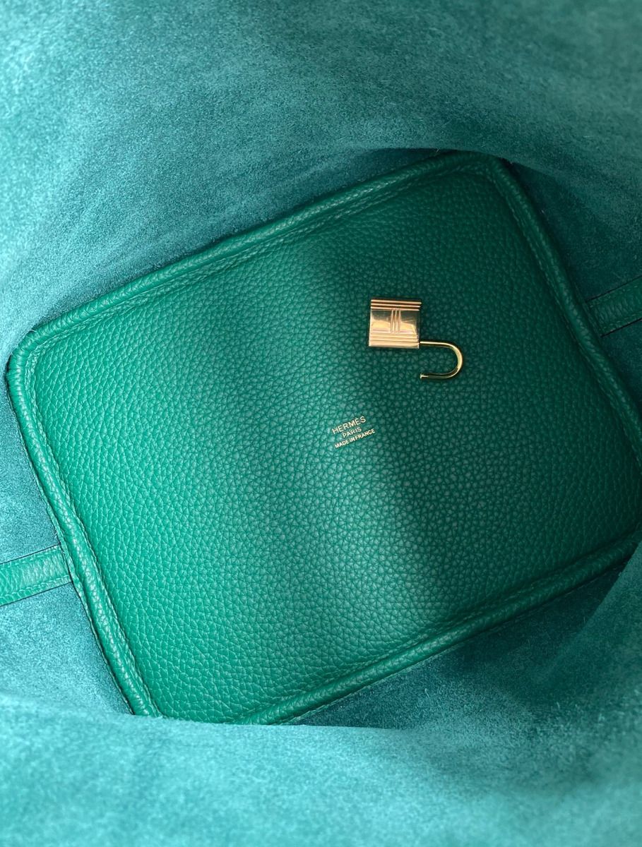 Hermes Picotin Lock 22 Handmade Bag in Vert Vertigo Clemence Leather - Image 7