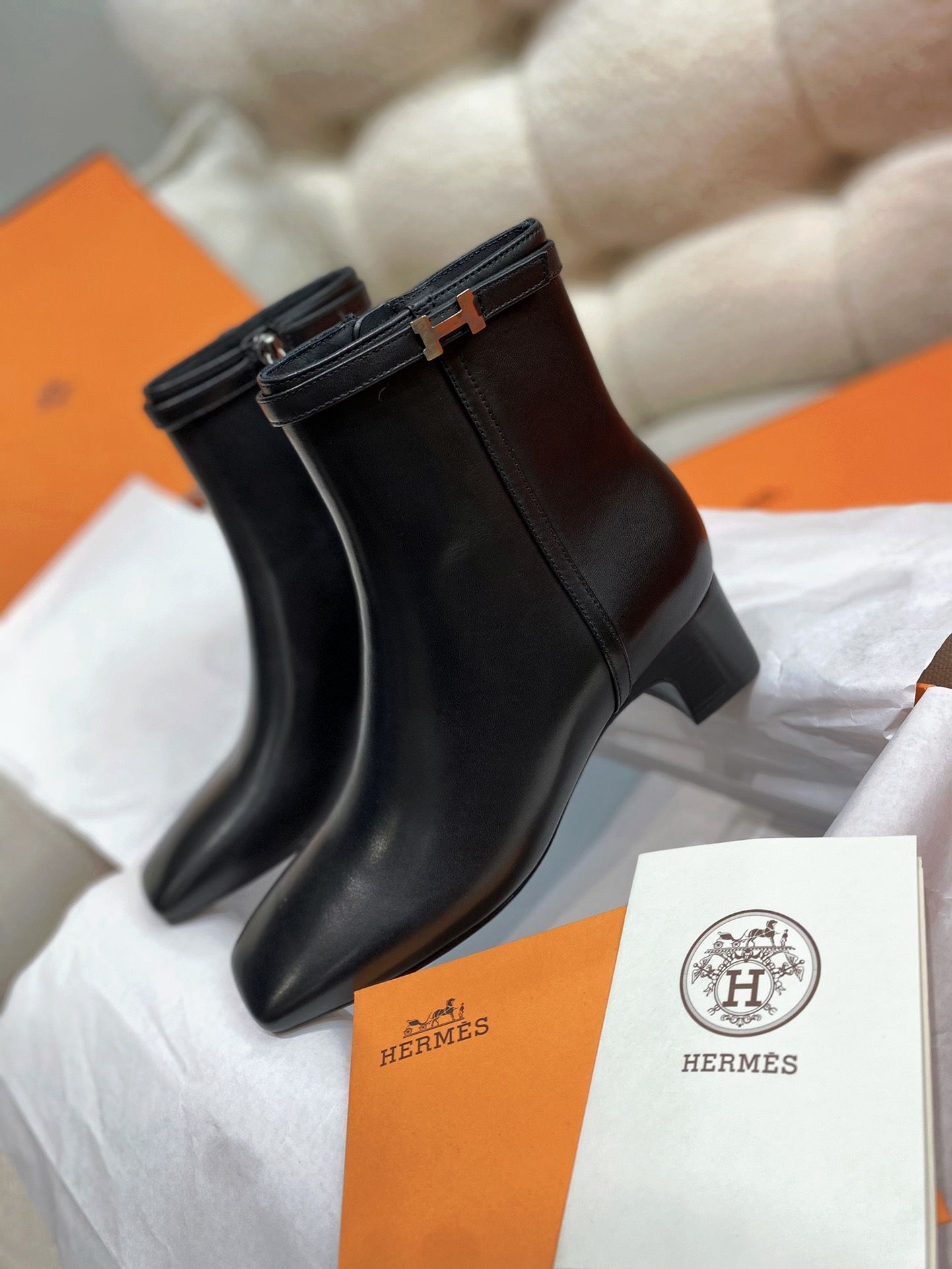 Hermes Imperial 50 Ankle Boots in Black Calfskin - Image 7