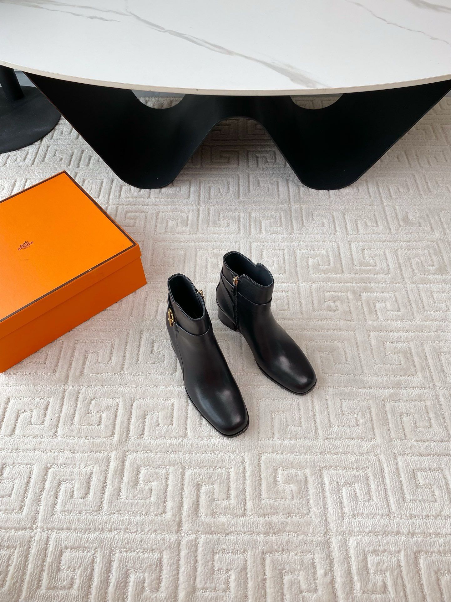 Hermes Jill 60 Ankle Boots in Black Calfskin - Image 5