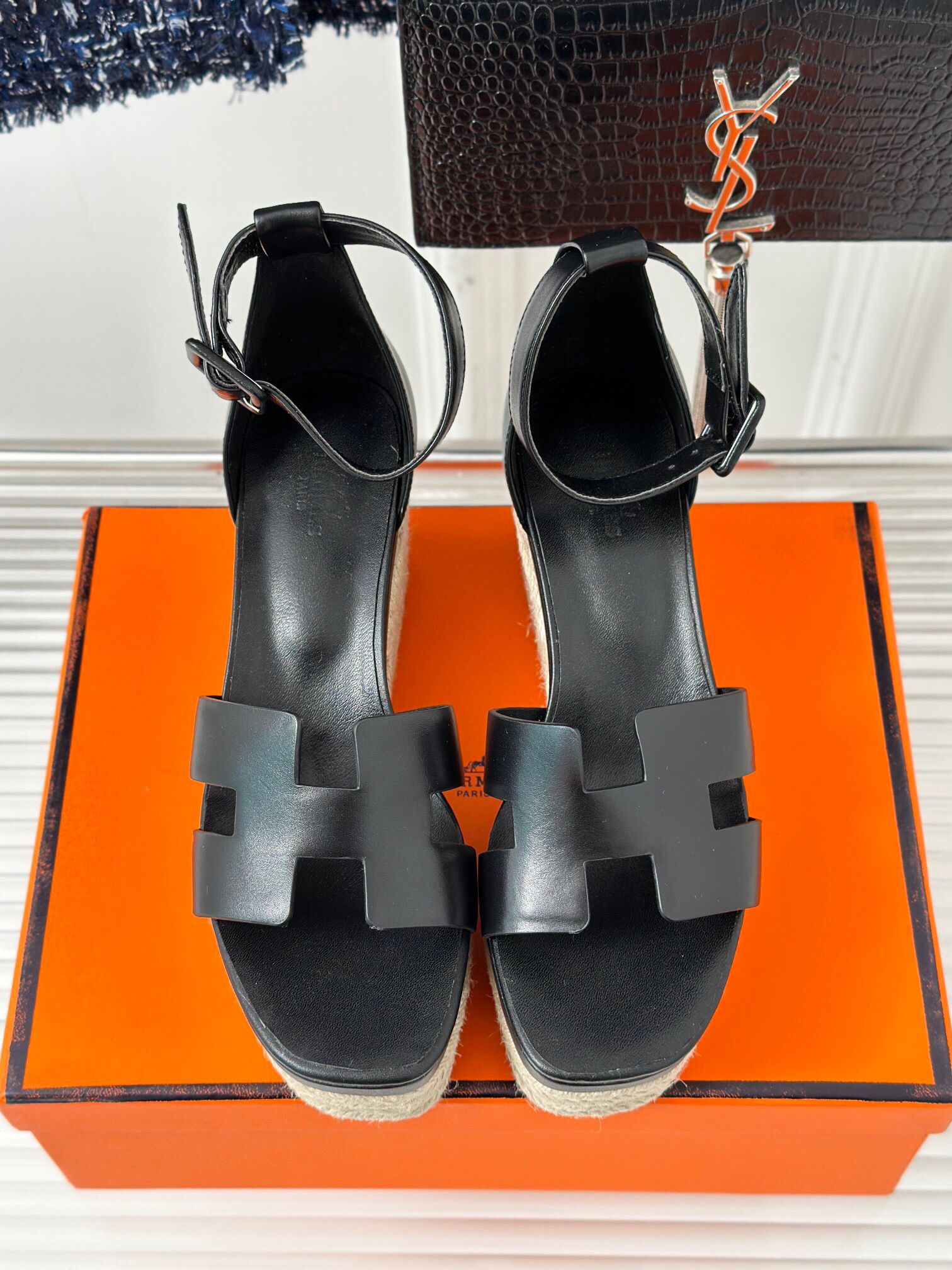 Hermes Elda Espadrilles in Black Leather - Image 5