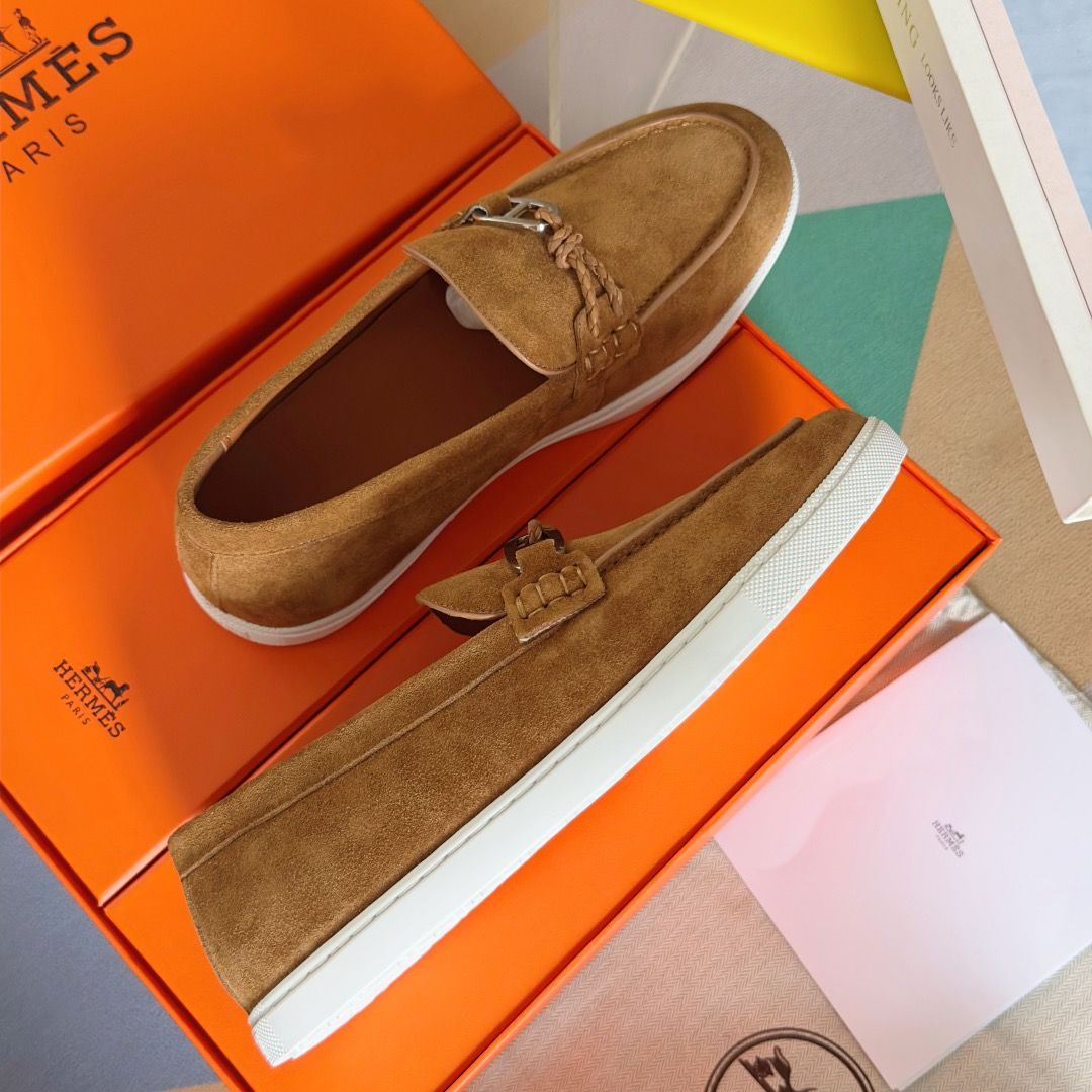 Hermes Men's Ignacio Loafers in Brown Suede Calfskin - Image 6