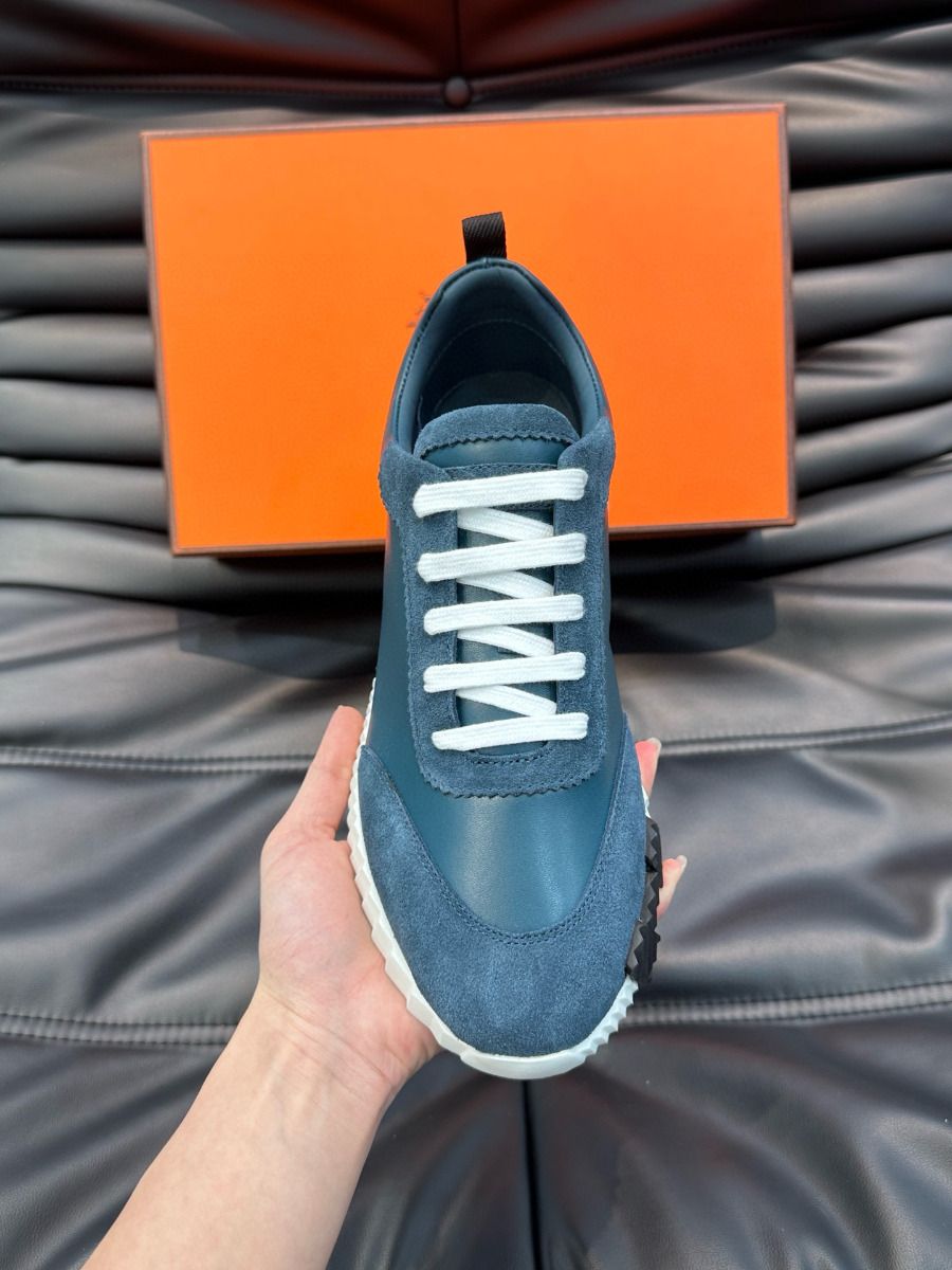Hermes Men's Bouncing Sneakers in Blue Leather - Image 8