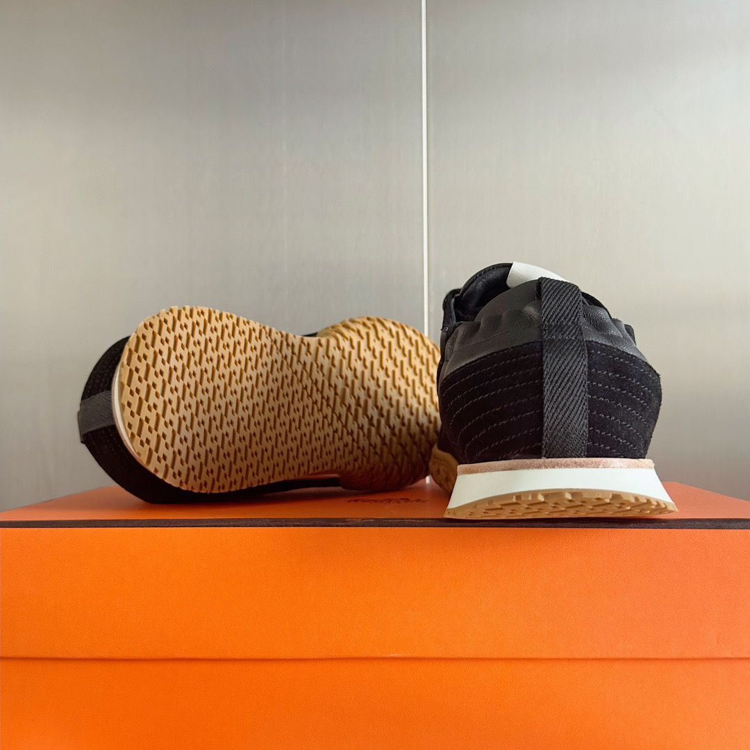 Hermes Men's Jet Sneakers in Black Nappa Leather - Image 10