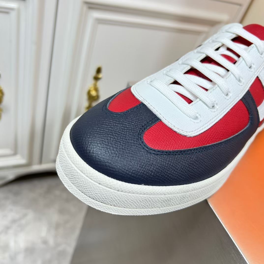 Hermes Boomerang Sneakers In Multicolore Bordeaux Leather - Image 8