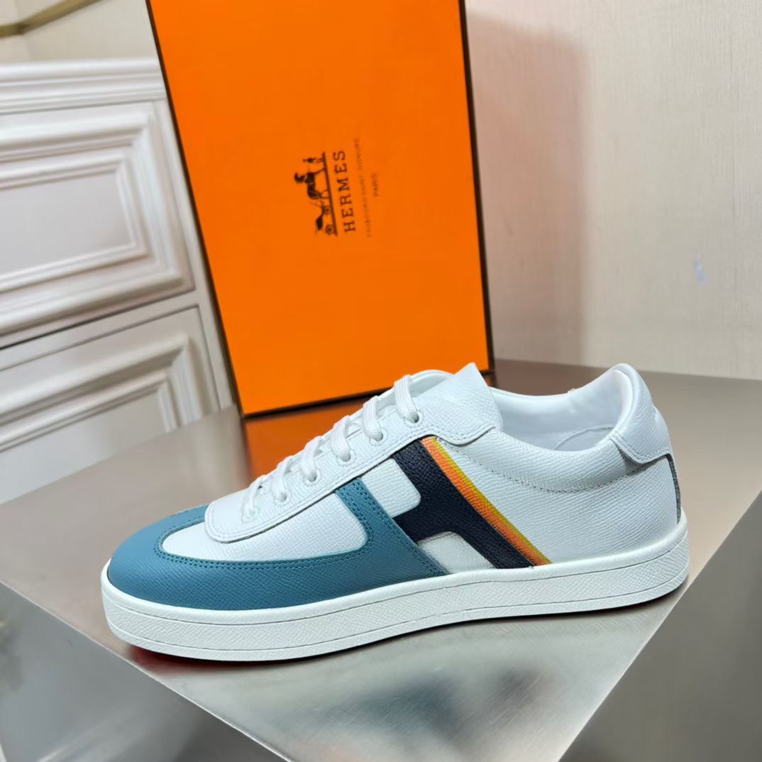 Hermes Boomerang Sneakers In Multicolore Blue Leather - Image 7