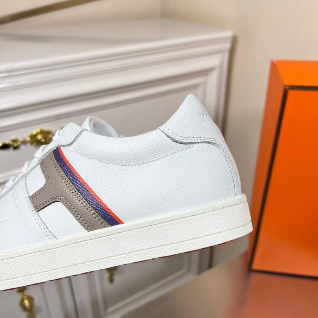 Hermes Boomerang Sneakers In Multicolore White Leather - Image 9