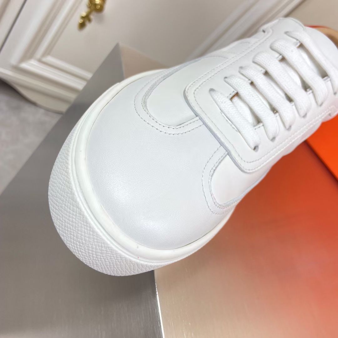 Hermes Men's Quicker Sneakers In White Calfskin - Image 7