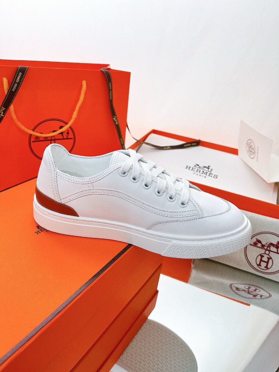 Hermes Men's Get Sneakers in White Calfskin - Image 5