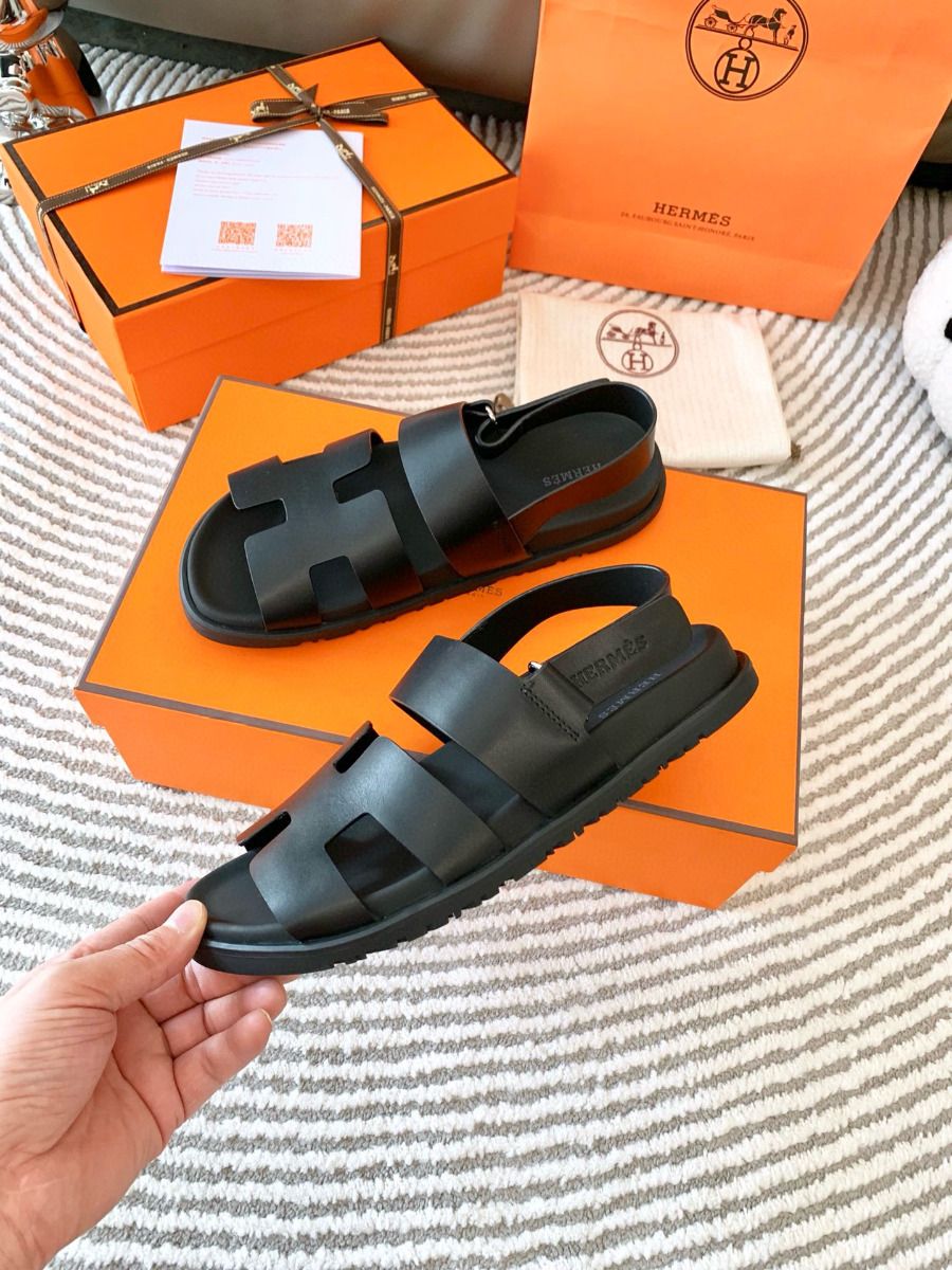 Hermes Men's Genius Sandals In Black Calfskin - Image 7