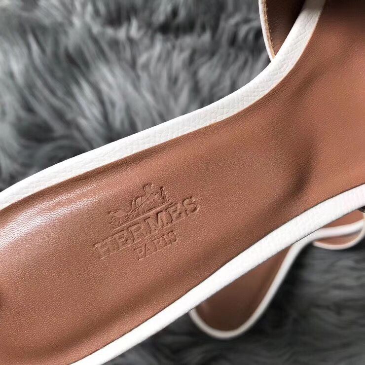 Hermes Oasis Sandals In White Epsom Leather - Image 5