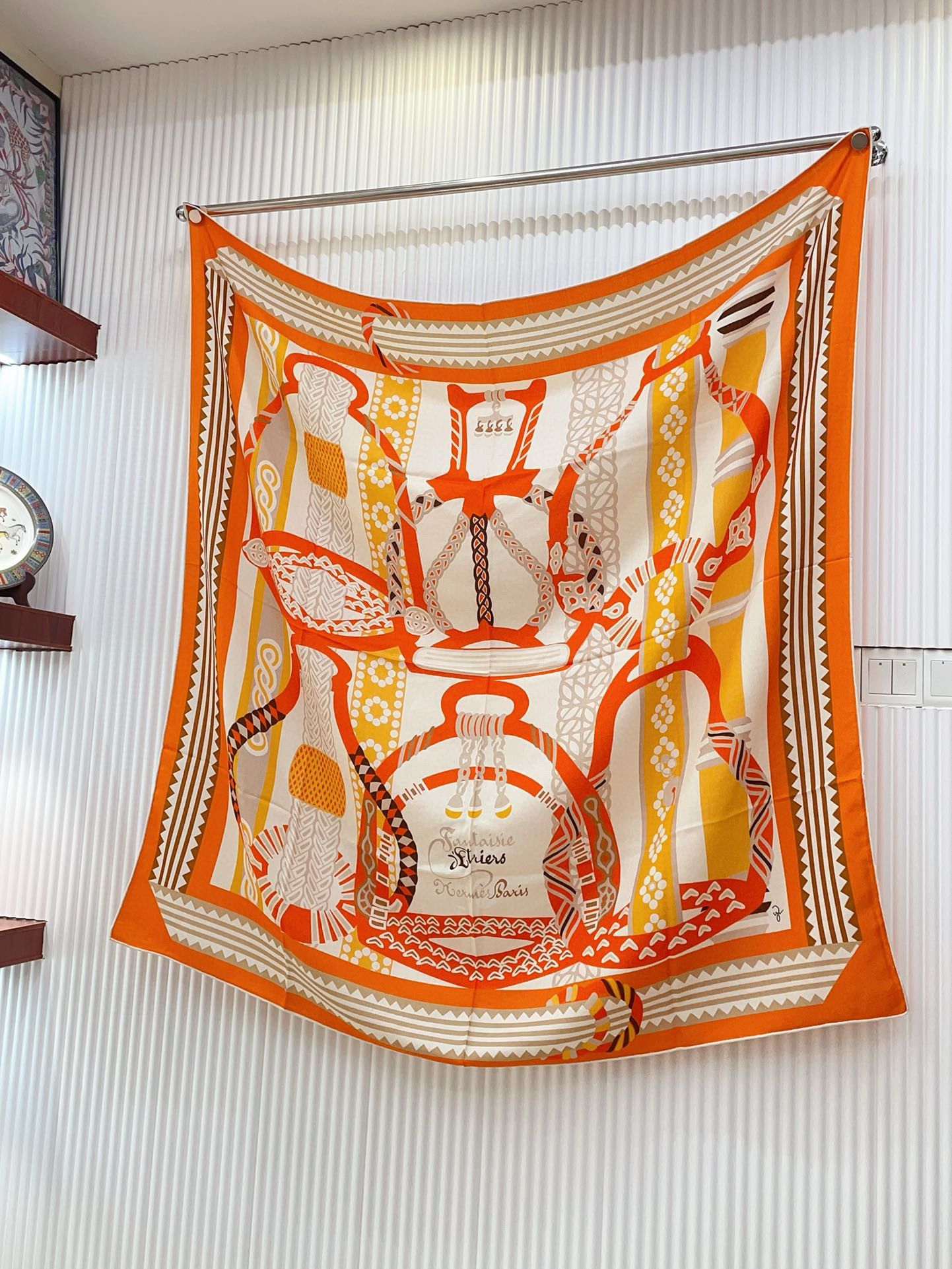 Hermes Orange Fantaisie d'Etriers Shawl 140 - Image 3