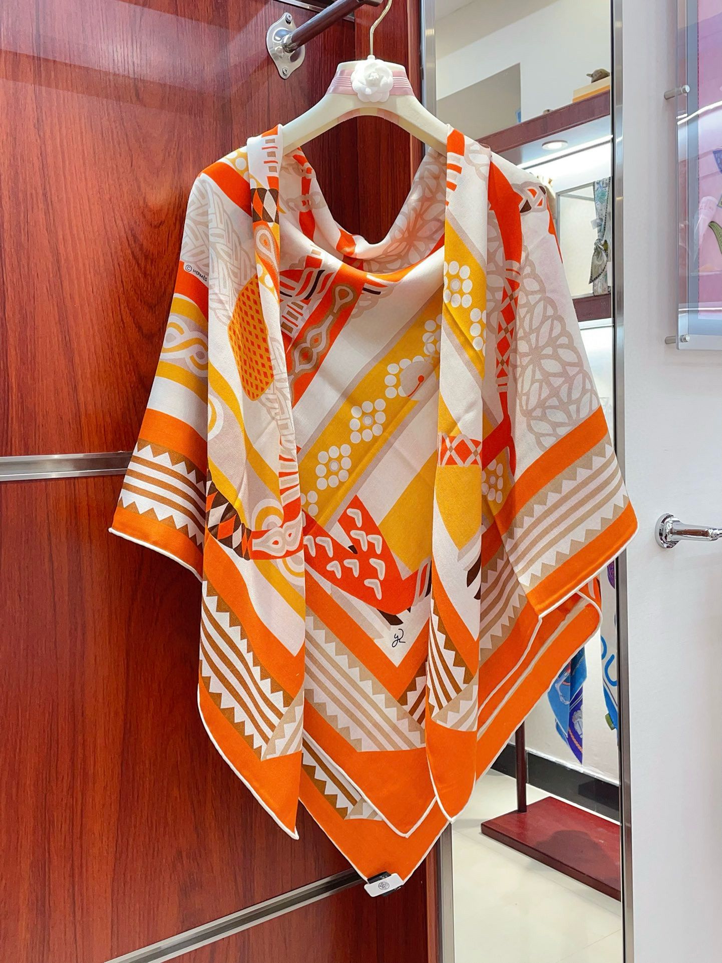 Hermes Orange Fantaisie d'Etriers Shawl 140 - Image 5