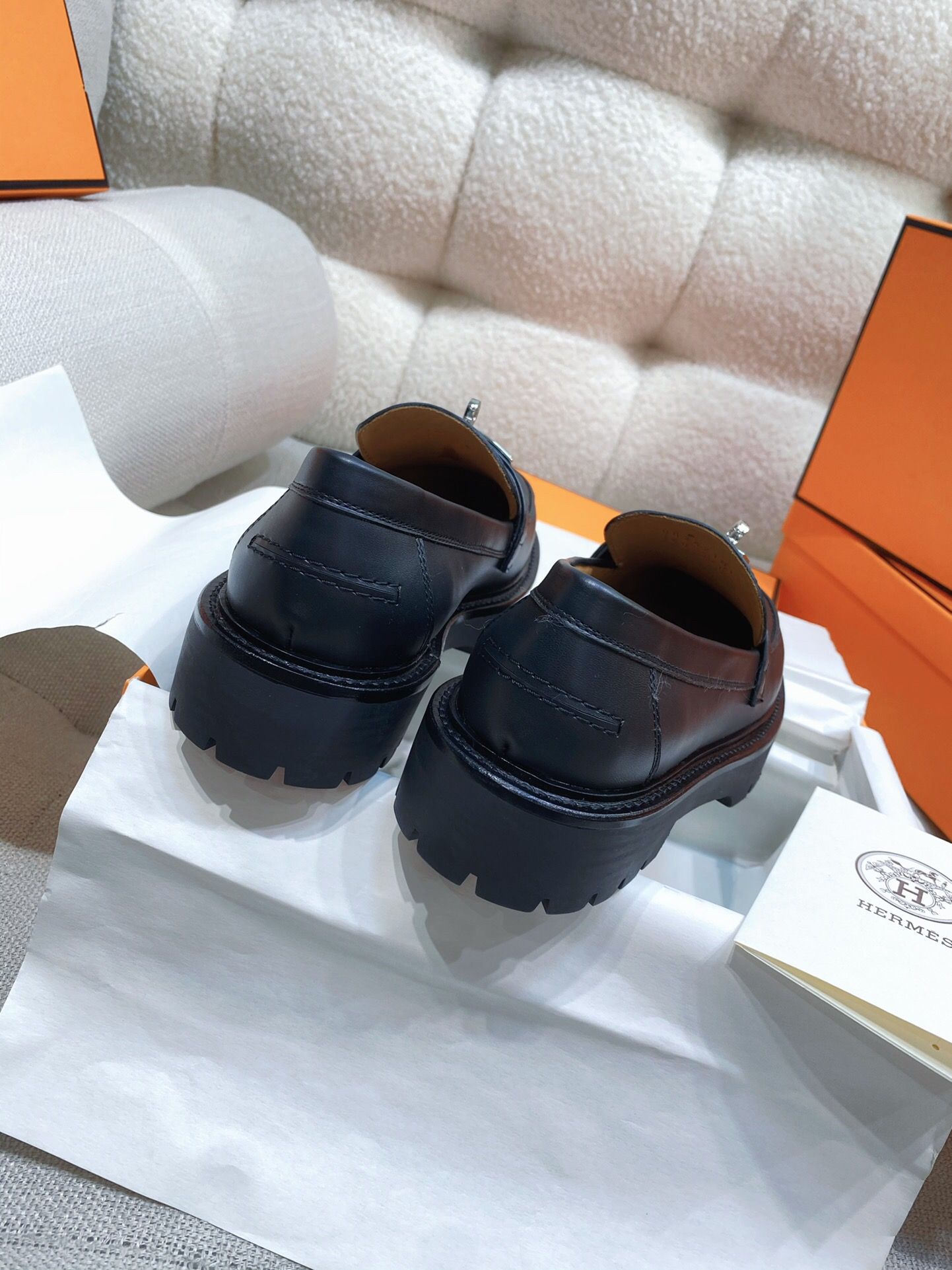 Hermes Women's Icone Loafers in Black Calfskin - Image 10