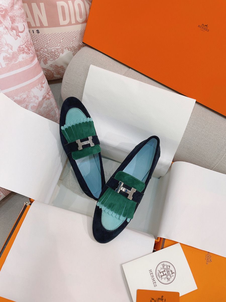 Hermes Women's Royal Loafers in Multicolor Suede Leather - Image 8