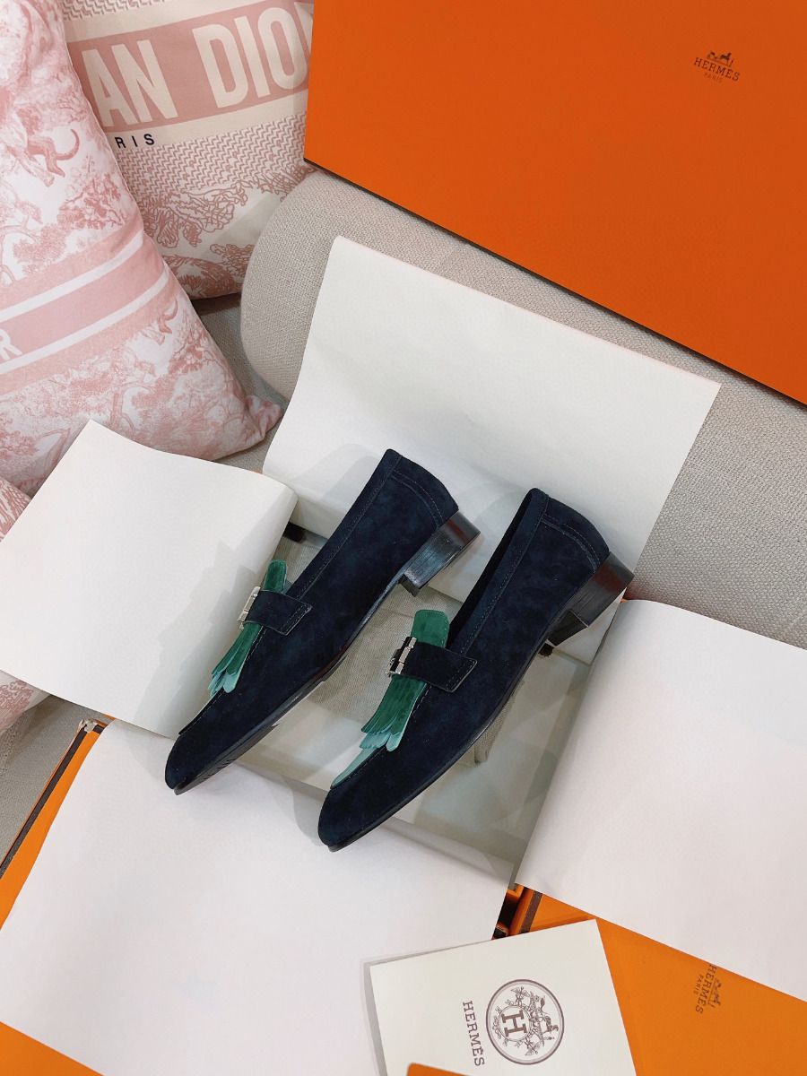 Hermes Women's Royal Loafers in Multicolor Suede Leather - Image 10