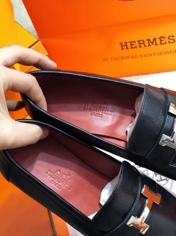 Hermes Paris Loafers In Black Goatskin - Image 7