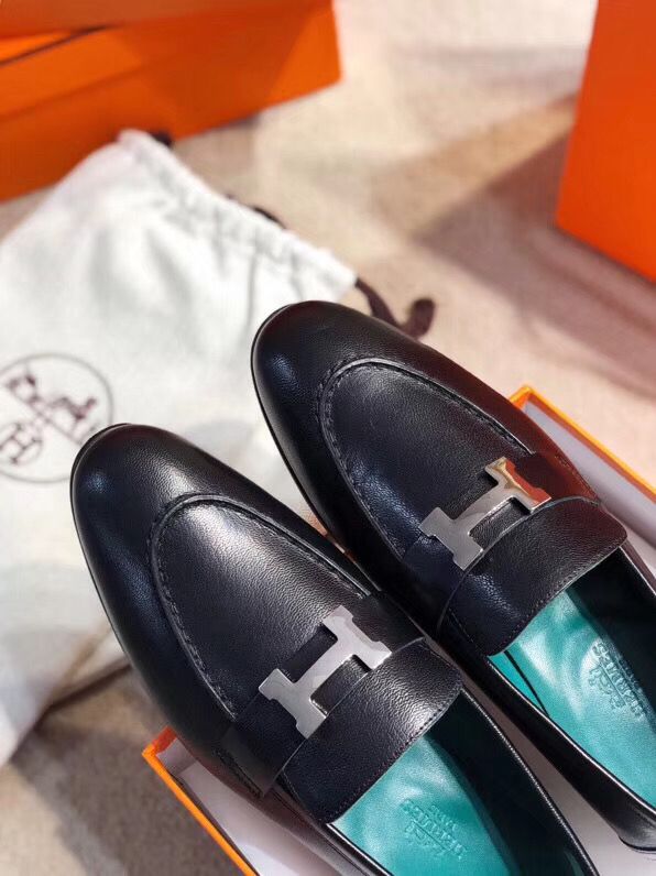 Hermes Paris Loafers In Noir Goatskin - Image 4